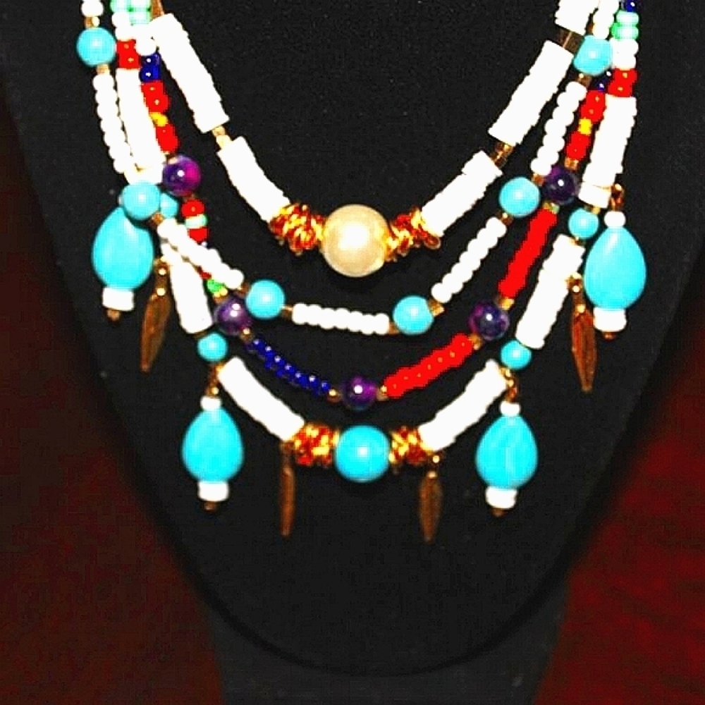 Boho Beaded Layered Necklace Handmade– - Picture 2 of 6